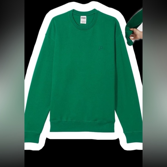 Vs pink fleece campus sweatpants baggy crew sweatshirt garnet green P logo - Picture 3 of 9